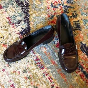 Coach Burgundy Block Heel Penny Loafers Size 8.5 B